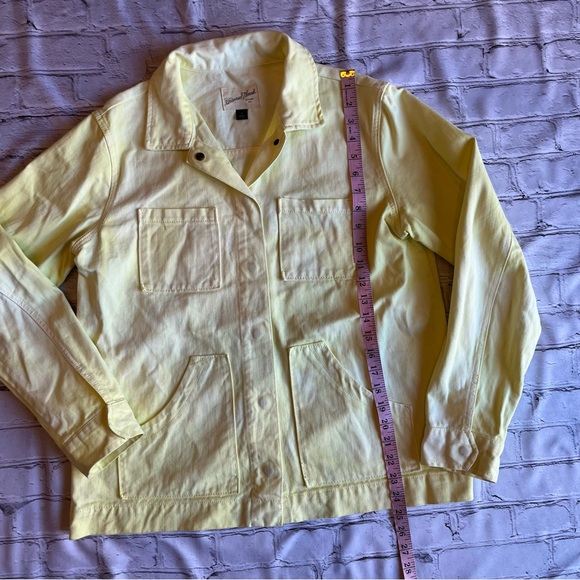 Lemon Yellow Denim Jacket Universal Thread Snap Down Shacket Womens Small - Picture 8 of 9
